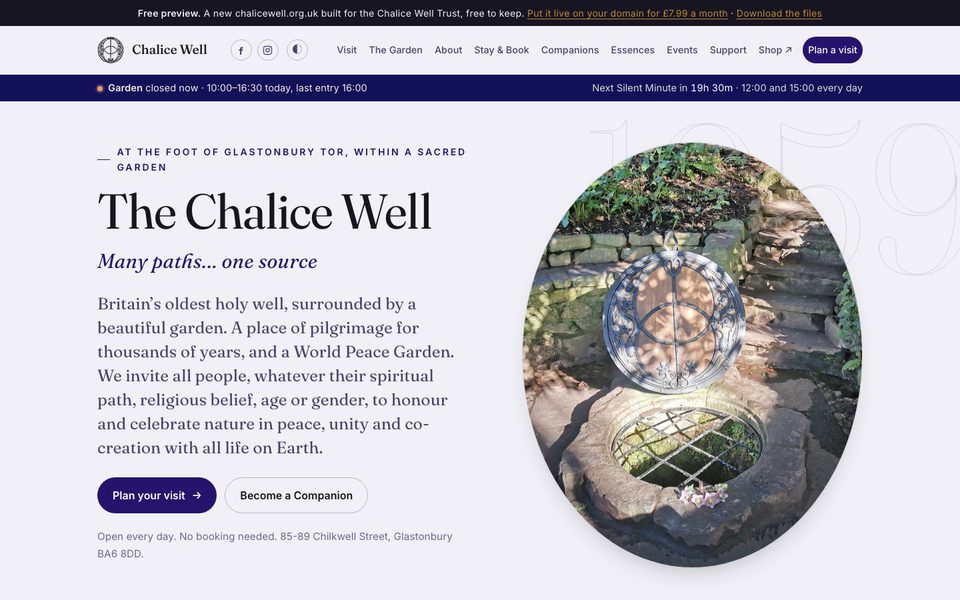 Chalice Well Trust preview site
