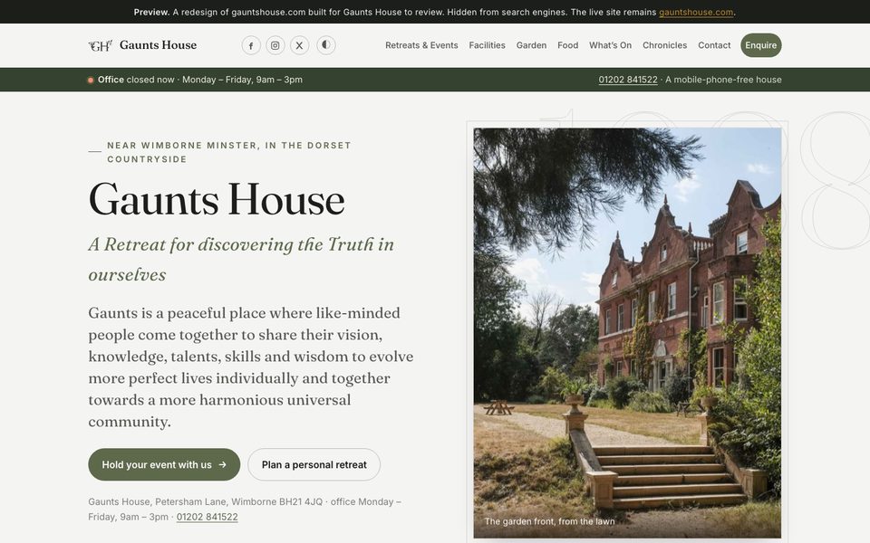 Gaunts House preview site