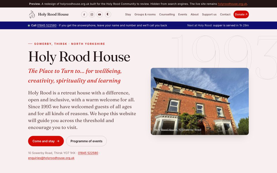 Holy Rood House preview site